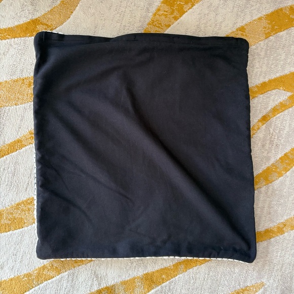 CB2 by Crate & Barrel Keelie Ivory & Black Grid Boho Throw Pillow Cover 23"x23” - Picture 5 of 9